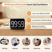 LABART Magnetic Kitchen Timer with Count Up Countdown 2 Brightness and Volume Levels